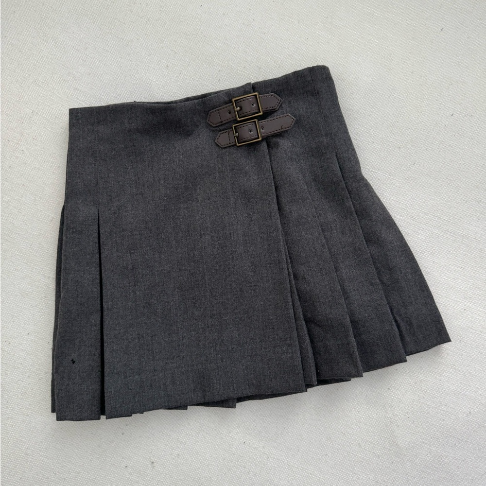 POLO Ralph Lauren Gray Pleated Skirt with Buckle Detail, Uniform